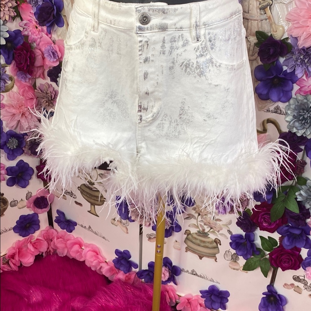 White Distressed High-Waisted Jean Shorts